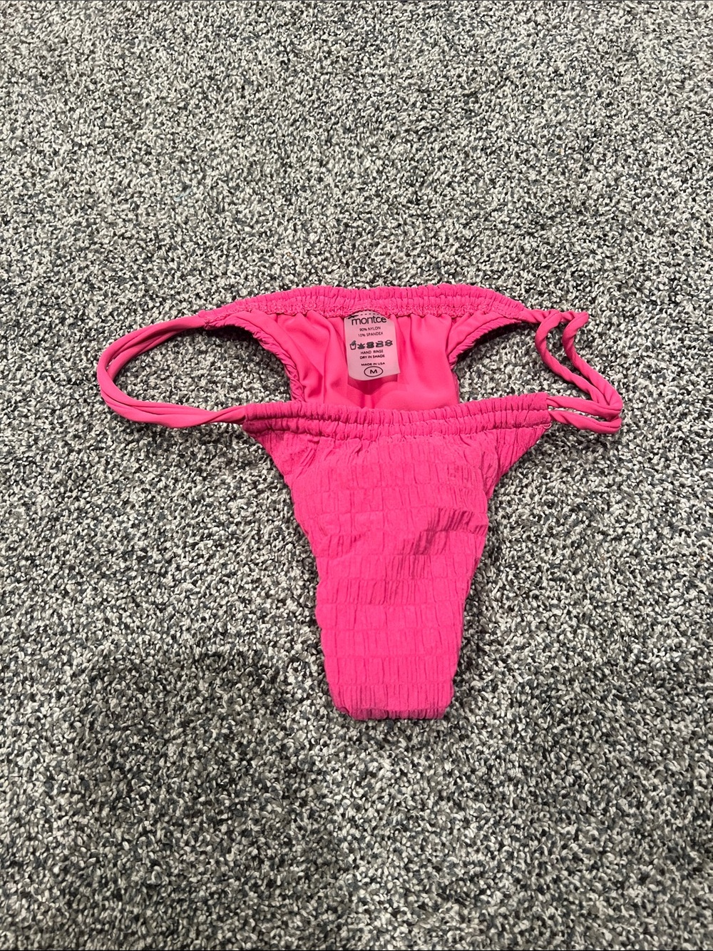Montce Pink Smocked Cheeky Bikini Bottom